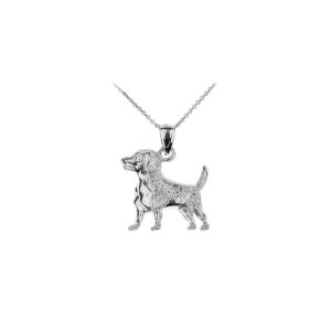 Beagle Dog Pendant Necklace in 9ct White Gold