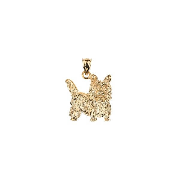 Yorkie Dog Charm Pendant Necklace in 9ct Gold