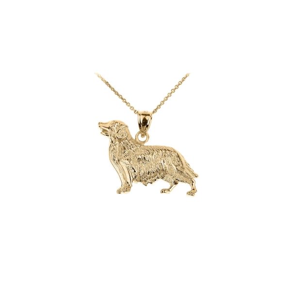 Golden Retriever Dog Pendant Necklace in 9ct Gold