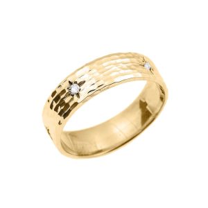 Men's Diamond Hammered Thumb Ring in 9ct Gold