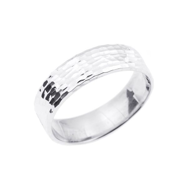 Stackable Hammered Unisex Thumb Ring in Sterling Silver