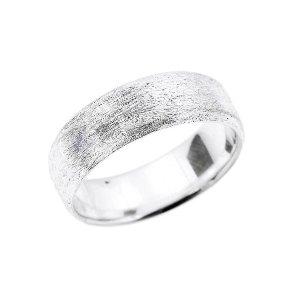 Men's Satin Finished Unisex Wedding Ring in Sterling Silver