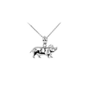 Sleek Pig Pendant Necklace in 9ct White Gold