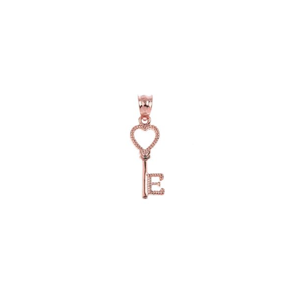 Love Key Pendant Necklace in 9ct Rose Gold