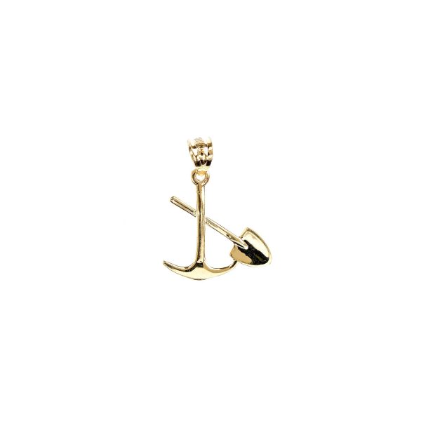 Men's Pick and Shovel Charm Pendant Necklace in 9ct Gold