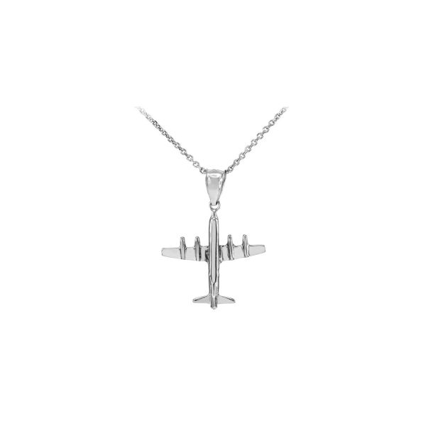 Men's 3D Aeroplane Pendant Necklace in Sterling Silver