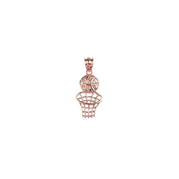 Men's Basketball Hoop Pendant Necklace in 9ct Rose Gold