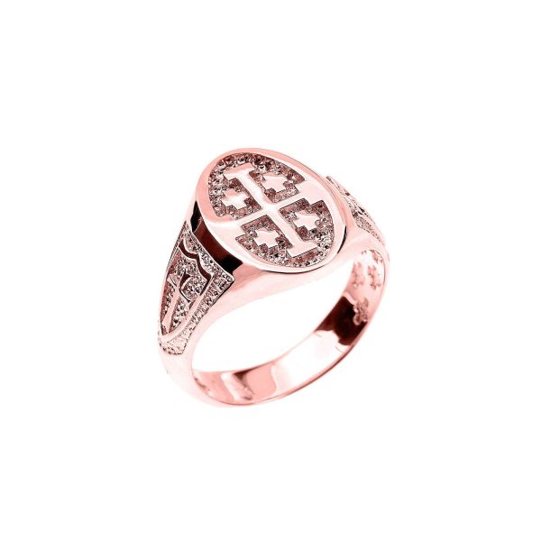 Men's Unisex Jerusalem Ring in 9ct Rose Gold