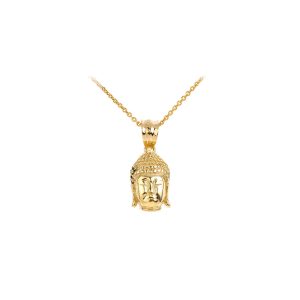 Buddha Head Pendant Necklace in 9ct Gold