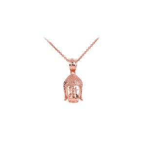 Buddha Head Pendant Necklace in 9ct Rose Gold