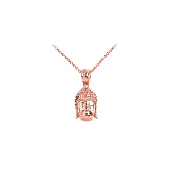 Buddha Head Pendant Necklace in 9ct Rose Gold