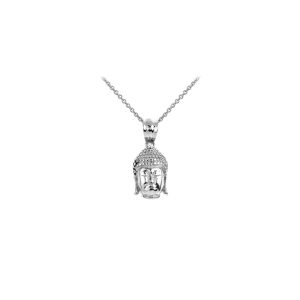 Buddha Head Pendant Necklace in Sterling Silver