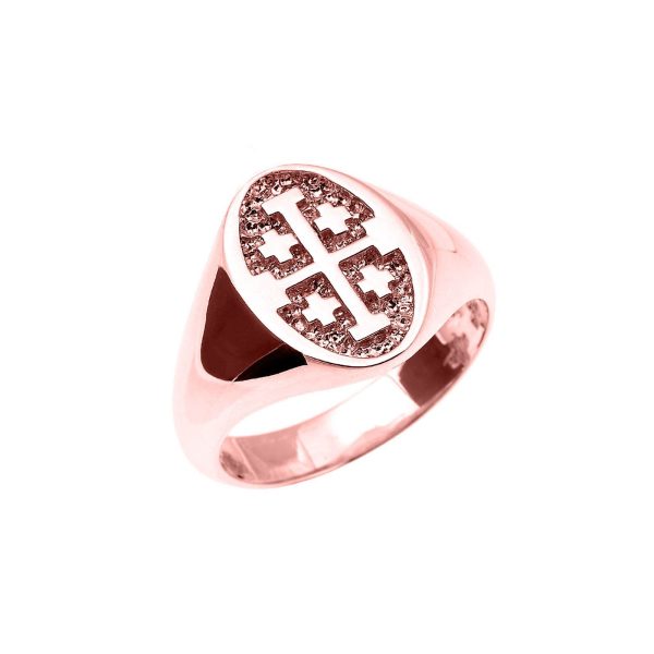 Men's Unisex Jerusalem Ring in 9ct Rose Gold