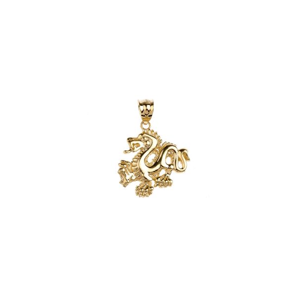 Men's Artistic Dragon Pendant Necklace in 9ct Gold