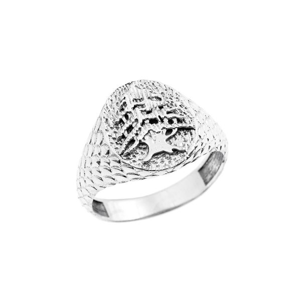 Men's Textured Lebanese Cedar Tree Ring in Sterling Silver