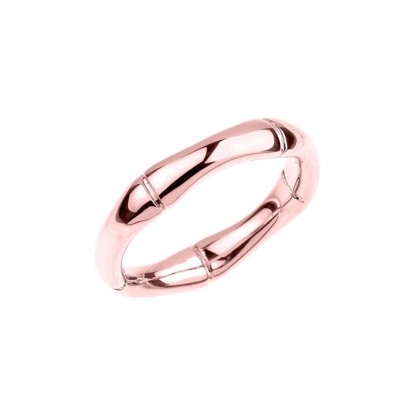 Stackable Bamboo Band Thumb Ring in 9ct Rose Gold