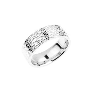 Stackable Textured Wedding Ring in Sterling Silver