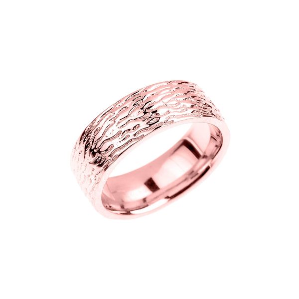 Stackable Textured Wedding Ring in 9ct Rose Gold