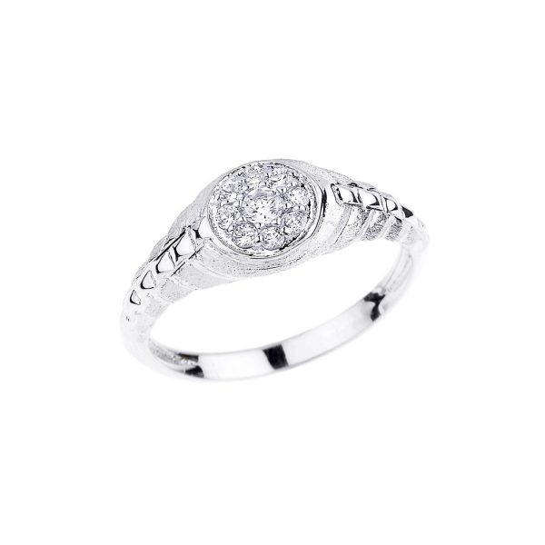 CZ Watchband Engagement Ring in 9ct White Gold