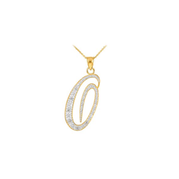 Letter O Diamond Script Pendant Necklace in 9ct Gold