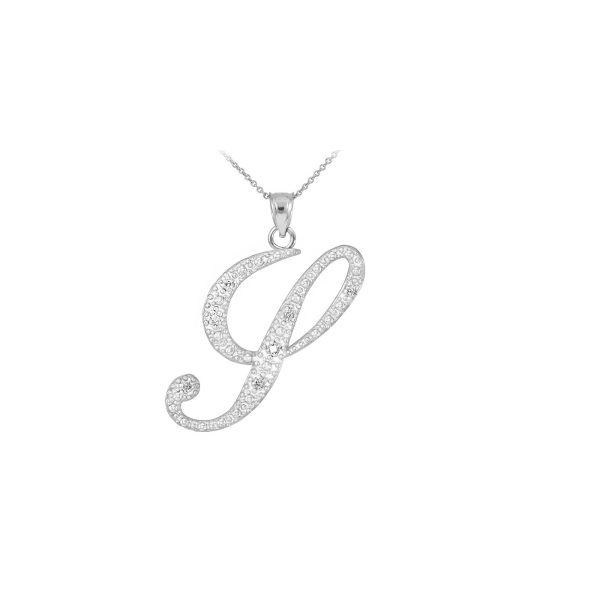 Letter Y Diamond Signature Initial Pendant Necklace in 9ct White Gold