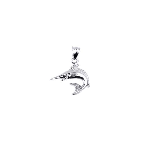 Swordfish Pendant Necklace in 9ct White Gold