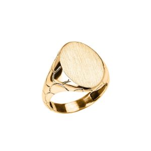 Men's Sleek Oval Signet Ring in 9ct Gold