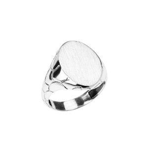 Men's Sleek Oval Signet Ring in Sterling Silver