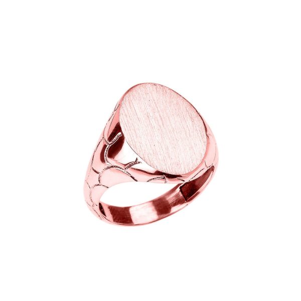 Men's Sleek Oval Signet Ring in 9ct Rose Gold