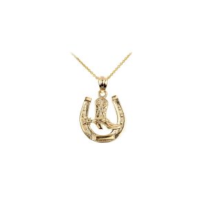 Wild West Horseshoe Pendant Necklace in 9ct Gold