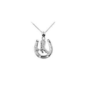 Wild West Horseshoe Pendant Necklace in Sterling Silver