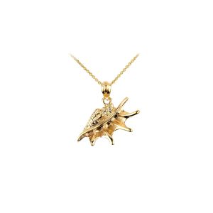 Textured Seashell Pendant Necklace in 9ct Gold