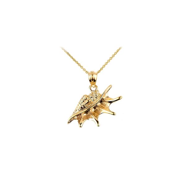 Textured Seashell Pendant Necklace in 9ct Gold