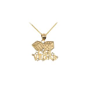 Vegas Dice Pendant Necklace in 9ct Gold