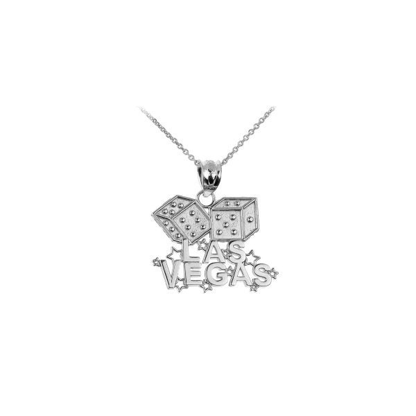 Men's Vegas Dice Pendant Necklace in 9ct White Gold