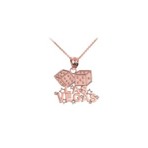 Men's Vegas Dice Pendant Necklace in 9ct Rose Gold