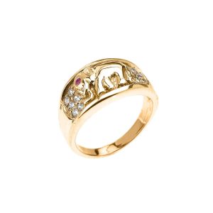 CZ Elephant Ring in 9ct Gold