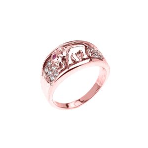 CZ Elephant Ring in 9ct Rose Gold