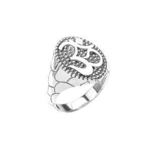 Men's Om Ring in 9ct White Gold