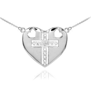 Diamond Heart Pendant Necklace in 9ct White Gold