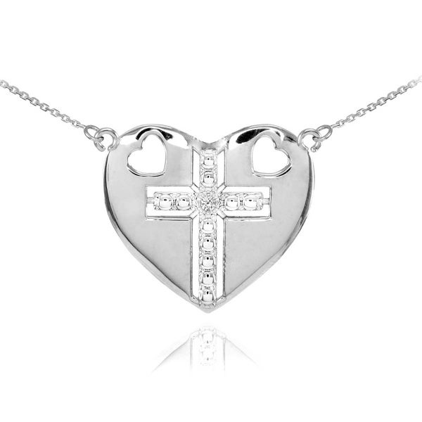 Diamond Heart Pendant Necklace in 9ct White Gold