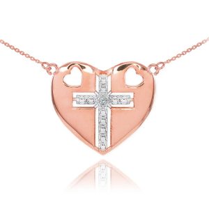 Diamond Pendant Necklace in 9ct Two-Tone Rose Gold