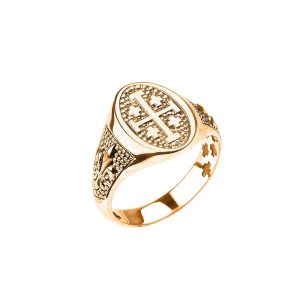 Men's Jerusalem Unisex Fleur-De-Lis Ring in 9ct Gold