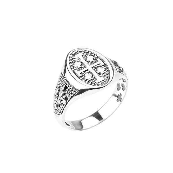 Men's Jerusalem Unisex Fleur-De-Lis Ring in Sterling Silver