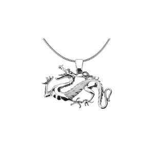 Men's Dragon Pendant Necklace in Sterling Silver