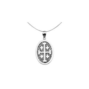 Men's Jerusalem Oval Pendant Necklace in Sterling Silver