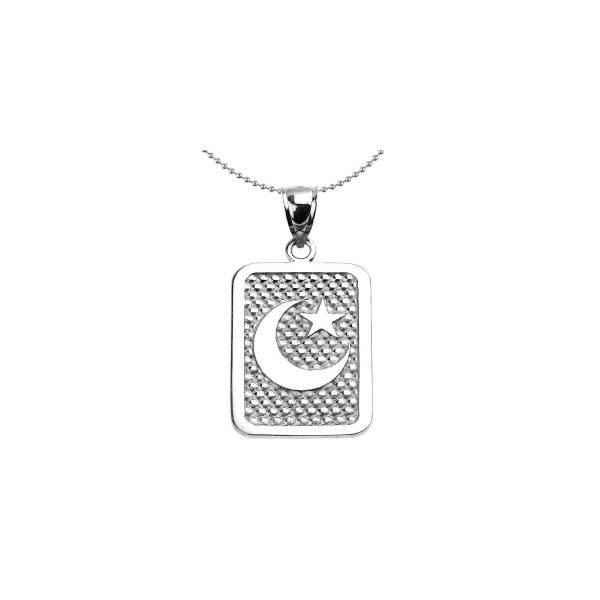 Men's Crescent Moon Pendant Necklace in Sterling Silver