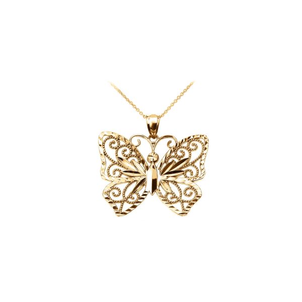 Filigree Butterfly Pendant Necklace in 9ct Gold