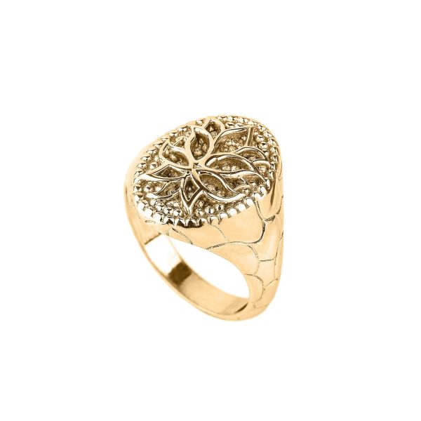 Men's Lotus Blossom Flower Ring in 9ct Gold