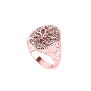 Men's Lotus Blossom Flower Ring in 9ct Rose Gold